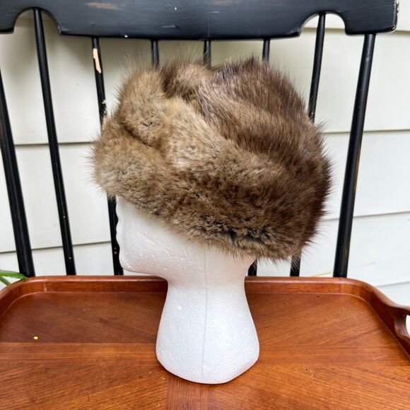 VTG Boutique Kate\'s Real Fur Pillbox Hat Jackie O Mod Winter Glam main image 8